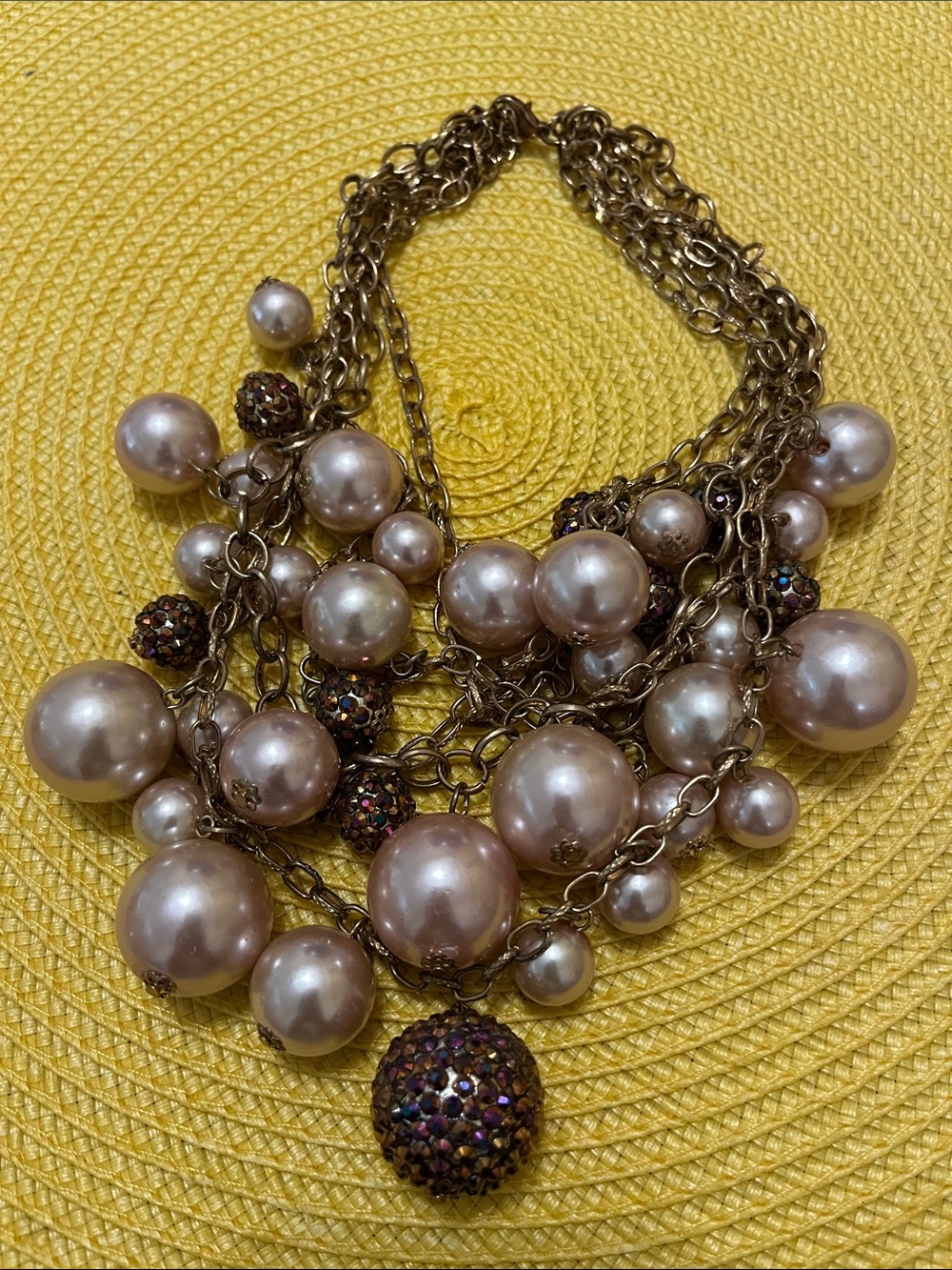 Multi-Strand Pink Pearl Statement Necklace - Women Jewelry